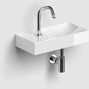 Clou Vale Fontein Met Kraangat Links Met Geintegreerde Afvoer Glanzend Wit Keramiek 38 cm