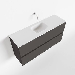 MONDIAZ ADA 100cm toiletmeubel dark grey. LEX wastafel talc midden zonder kraangat