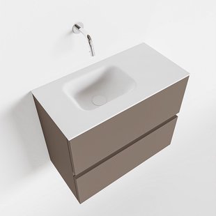 MONDIAZ ADA 60cm toiletmeubel smoke. LEX wastafel talc links zonder kraangat