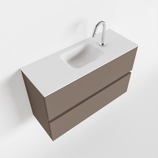 MONDIAZ ADA 80cm toiletmeubel smoke. LEX wastafel talc midden 1 kraangat