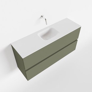 MONDIAZ ADA 100cm toiletmeubel army. LEX wastafel talc midden zonder kraangat