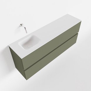 MONDIAZ ADA 120cm toiletmeubel army. LEX wastafel talc links zonder kraangat