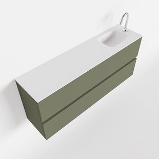 MONDIAZ ADA 120cm toiletmeubel army. LEX wastafel talc rechts 1 kraangat