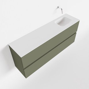 MONDIAZ ADA 120cm toiletmeubel army. LEX wastafel talc rechts zonder kraangat