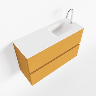 MONDIAZ ADA 80cm toiletmeubel ocher. LEX wastafel talc rechts 1 kraangat