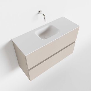 MONDIAZ ADA 80cm toiletmeubel linen. LEX wastafel talc midden zonder kraangat