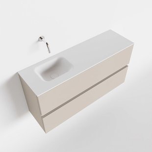 MONDIAZ ADA 100cm toiletmeubel linen. LEX wastafel talc links zonder kraangat