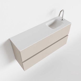 MONDIAZ ADA 100cm toiletmeubel linen. LEX wastafel talc rechts 1 kraangat