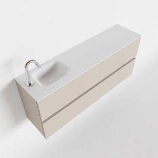 MONDIAZ ADA 120cm toiletmeubel linen. LEX wastafel talc links 1 kraangat