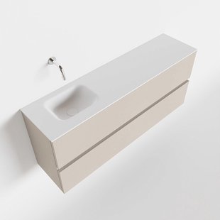 MONDIAZ ADA 120cm toiletmeubel linen. LEX wastafel talc links zonder kraangat