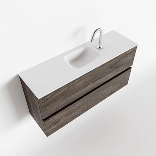 MONDIAZ ADA 100cm toiletmeubel dark brown. LEX wastafel talc midden 1 kraangat