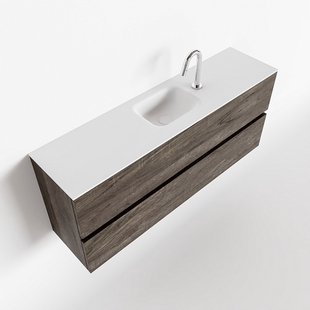 MONDIAZ ADA 120cm toiletmeubel dark brown. LEX wastafel talc midden 1 kraangat
