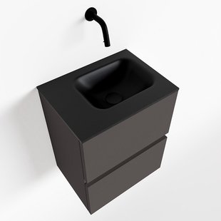 MONDIAZ ADA 40cm toiletmeubel dark grey. LEX wastafel urban links zonder kraangat