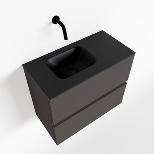 MONDIAZ ADA 60cm toiletmeubel dark grey. LEX wastafel urban links zonder kraangat