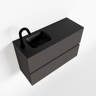 MONDIAZ ADA 80cm toiletmeubel dark grey. LEX wastafel urban links 1 kraangat