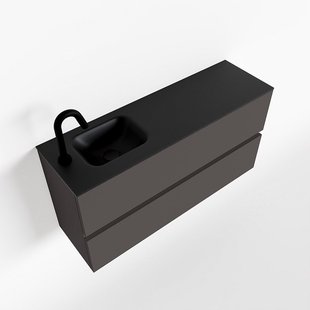 MONDIAZ ADA 100cm toiletmeubel dark grey. LEX wastafel urban links 1 kraangat