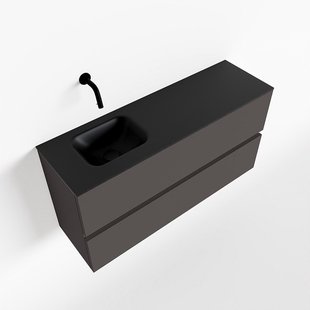 MONDIAZ ADA 100cm toiletmeubel dark grey. LEX wastafel urban links zonder kraangat