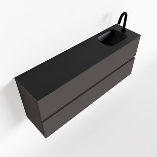 MONDIAZ ADA 120cm toiletmeubel dark grey. LEX wastafel urban rechts 1 kraangat