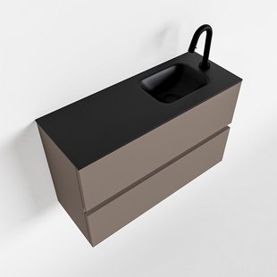 MONDIAZ ADA 80cm toiletmeubel smoke. LEX wastafel urban rechts 1 kraangat