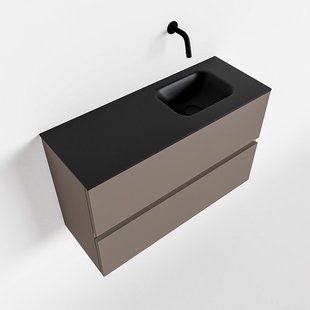 MONDIAZ ADA 80cm toiletmeubel smoke. LEX wastafel urban rechts zonder kraangat
