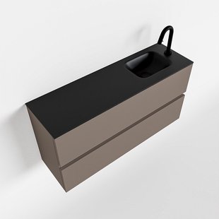 MONDIAZ ADA 100cm toiletmeubel smoke. LEX wastafel urban rechts 1 kraangat
