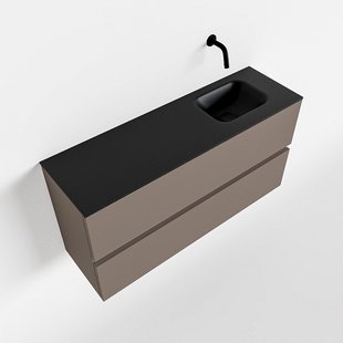 MONDIAZ ADA 100cm toiletmeubel smoke. LEX wastafel urban rechts zonder kraangat