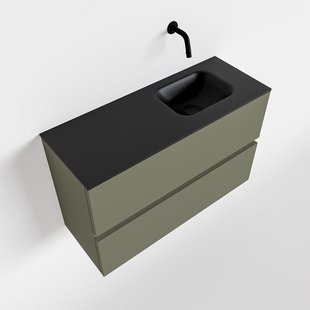 MONDIAZ ADA 80cm toiletmeubel army. LEX wastafel urban rechts zonder kraangat