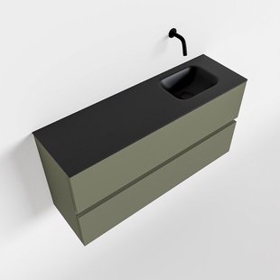 MONDIAZ ADA 100cm toiletmeubel army. LEX wastafel urban rechts zonder kraangat