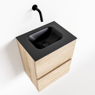 MONDIAZ ADA 40cm toiletmeubel washed oak. LEX wastafel urban midden zonder kraangat