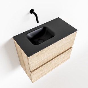 MONDIAZ ADA 60cm toiletmeubel washed oak. LEX wastafel urban links zonder kraangat