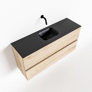 MONDIAZ ADA 100cm toiletmeubel washed oak. LEX wastafel urban midden zonder kraangat