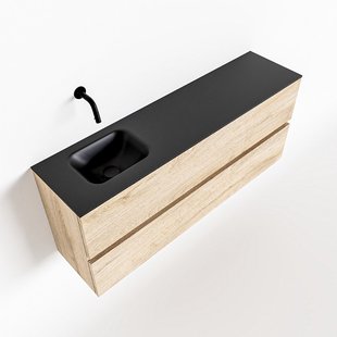 MONDIAZ ADA 120cm toiletmeubel washed oak. LEX wastafel urban links zonder kraangat