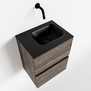 MONDIAZ ADA 40cm toiletmeubel dark brown. LEX wastafel urban links zonder kraangat