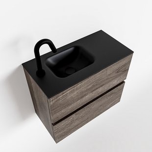 MONDIAZ ADA 60cm toiletmeubel dark brown. LEX wastafel urban links 1 kraangat