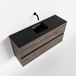 MONDIAZ ADA 100cm toiletmeubel dark brown. LEX wastafel urban midden zonder kraangat