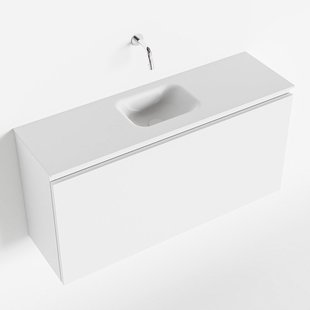 MONDIAZ OLAN 100cm toiletmeubel talc. LEX wastafel talc midden geen kraangat