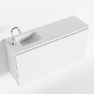 MONDIAZ OLAN 100cm toiletmeubel talc. LEX wastafel talc links 1 kraangat
