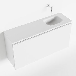 MONDIAZ OLAN 100cm toiletmeubel talc. LEX wastafel talc rechts geen kraangat