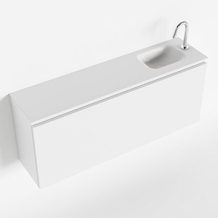 MONDIAZ OLAN 120cm toiletmeubel talc. LEX wastafel talc rechts 1 kraangat