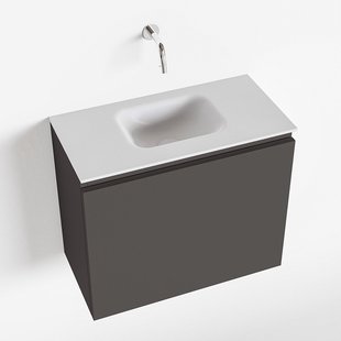 MONDIAZ OLAN 60cm toiletmeubel dark grey. LEX wastafel talc midden geen kraangat