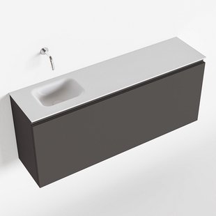 MONDIAZ OLAN 120cm toiletmeubel dark grey. LEX wastafel talc links geen kraangat
