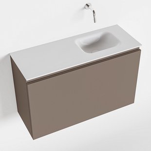 MONDIAZ OLAN 80cm toiletmeubel smoke. LEX wastafel talc rechts geen kraangat