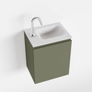 MONDIAZ OLAN 40cm toiletmeubel army. LEX wastafel talc rechts 1 kraangat