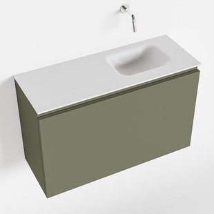 MONDIAZ OLAN 80cm toiletmeubel army. LEX wastafel talc rechts geen kraangat