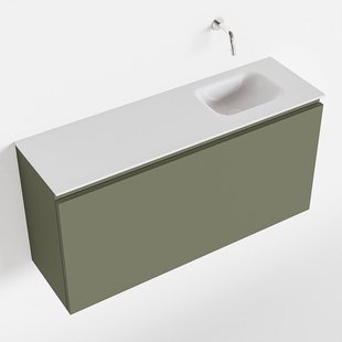 MONDIAZ OLAN 100cm toiletmeubel army. LEX wastafel talc rechts geen kraangat