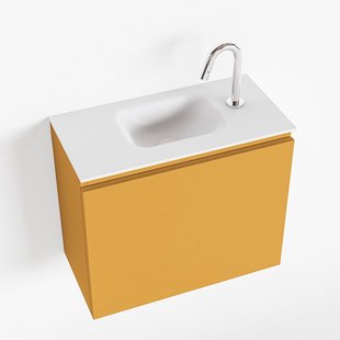 MONDIAZ OLAN 60cm toiletmeubel ocher. LEX wastafel talc midden 1 kraangat