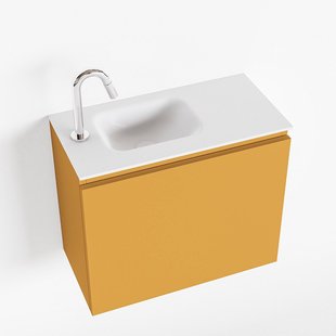 MONDIAZ OLAN 60cm toiletmeubel ocher. LEX wastafel talc links 1 kraangat