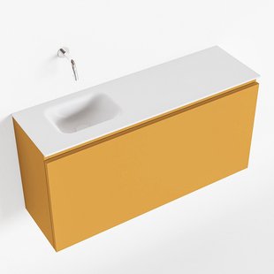 MONDIAZ OLAN 100cm toiletmeubel ocher. LEX wastafel talc links geen kraangat
