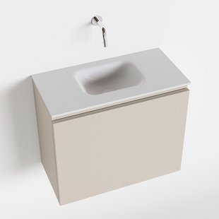 MONDIAZ OLAN 60cm toiletmeubel linen. LEX wastafel talc midden geen kraangat