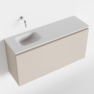 MONDIAZ OLAN 100cm toiletmeubel linen. LEX wastafel talc links geen kraangat
